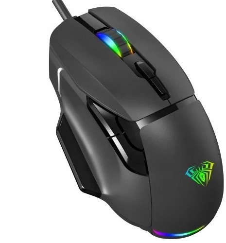 Aula F815 RGB Vadu USB Spēļu Pele ar 7 Pogām / Makro 12800dpi Melna