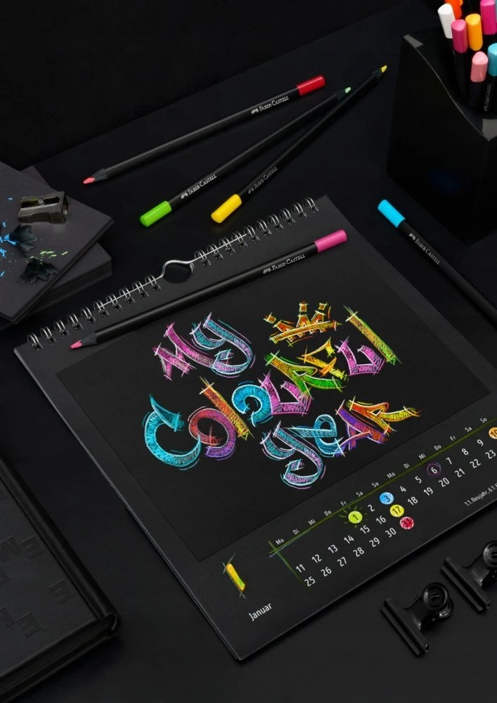 Spalvoti pieštukai Faber-Castell, Juodas Edition, 12 spalvų