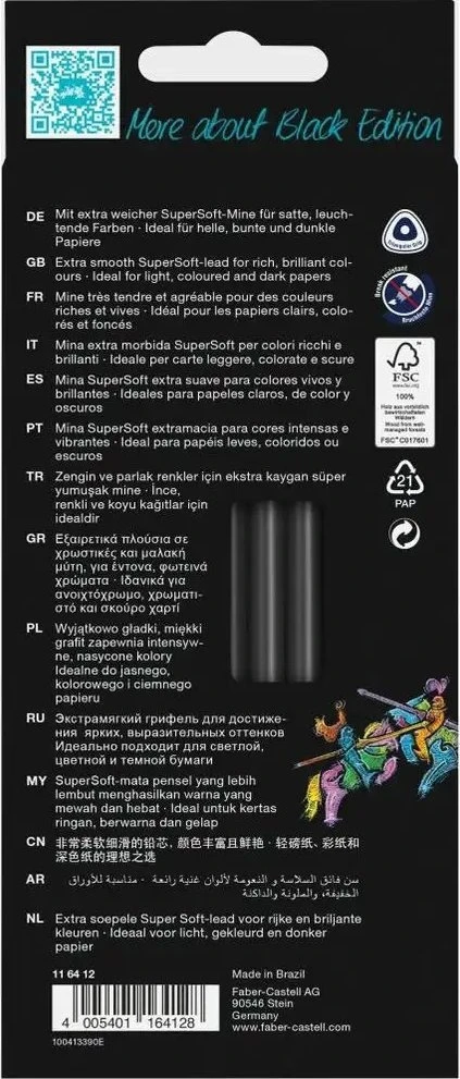 Spalvoti pieštukai Faber-Castell, Juodas Edition, 12 spalvų
