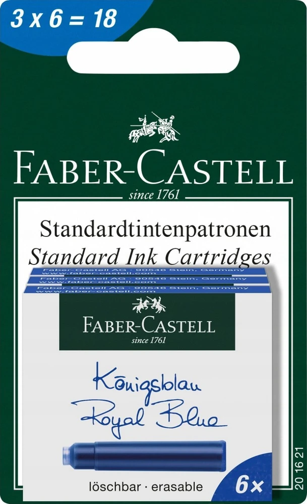 Faber-Castell 201621 tušinuko pildymas Mėlyna 18 vnt.