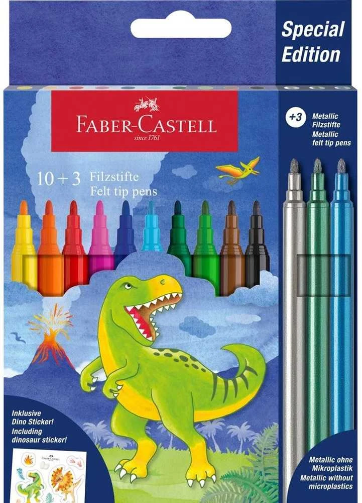 Spigen Faber-Castell - Flomasteriai su dinozaurų simbolika, 10 + 3 su lipdukais (554214)