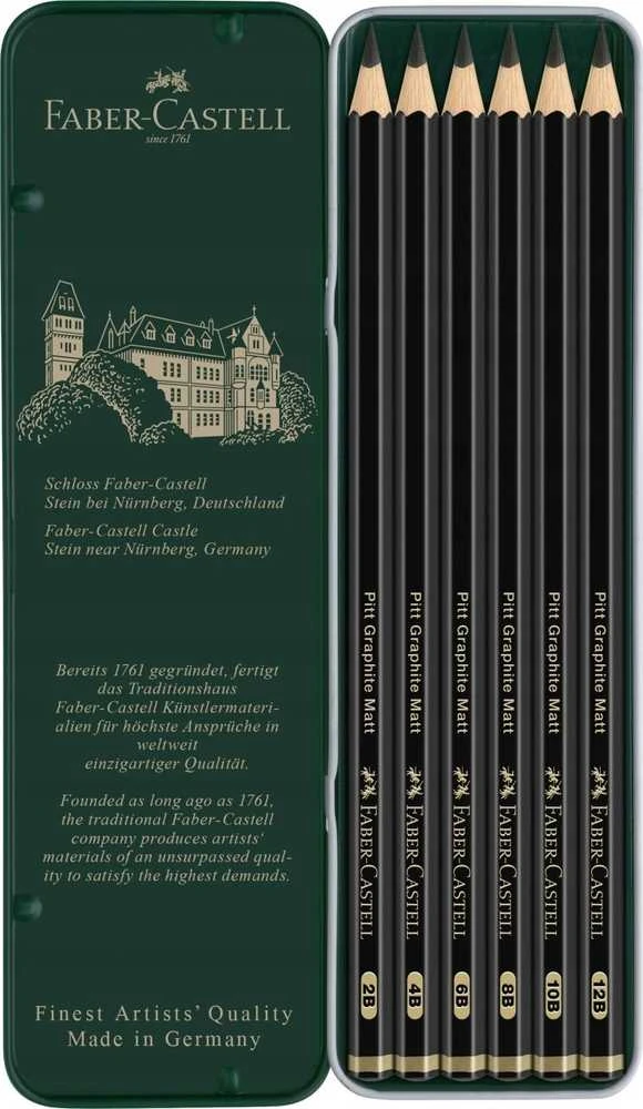 Pieštukų rinkinys Faber-Castell Pitt Graphite Matt, 6 dalių