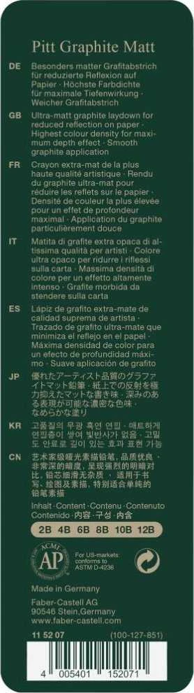 Pieštukų rinkinys Faber-Castell Pitt Graphite Matt, 6 dalių