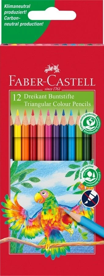 Spalvoti pieštukai Faber-Castell, tribriauniai, 12 spalvų