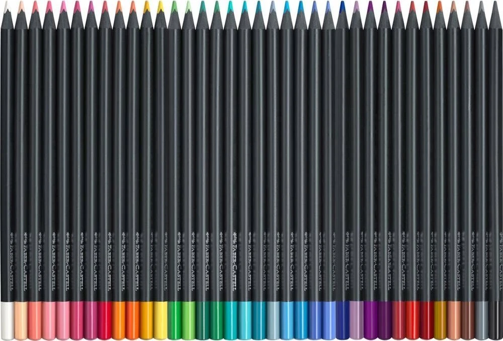 Spalvoti pieštukai Faber-Castell Juodas Edition, 36 pastelinių spalvų, metalinėje dėžutėje