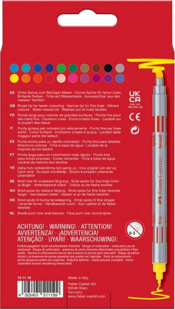 Flomasteriai Faber-Castell, dvipusiai, 20 spalvų