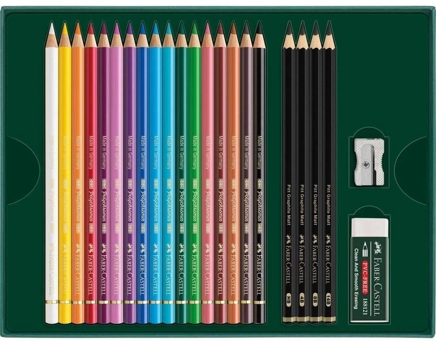 Meno reikmenys - Faber Castell Polychromos spalvoti pieštukai rinkinys 21 vnt.