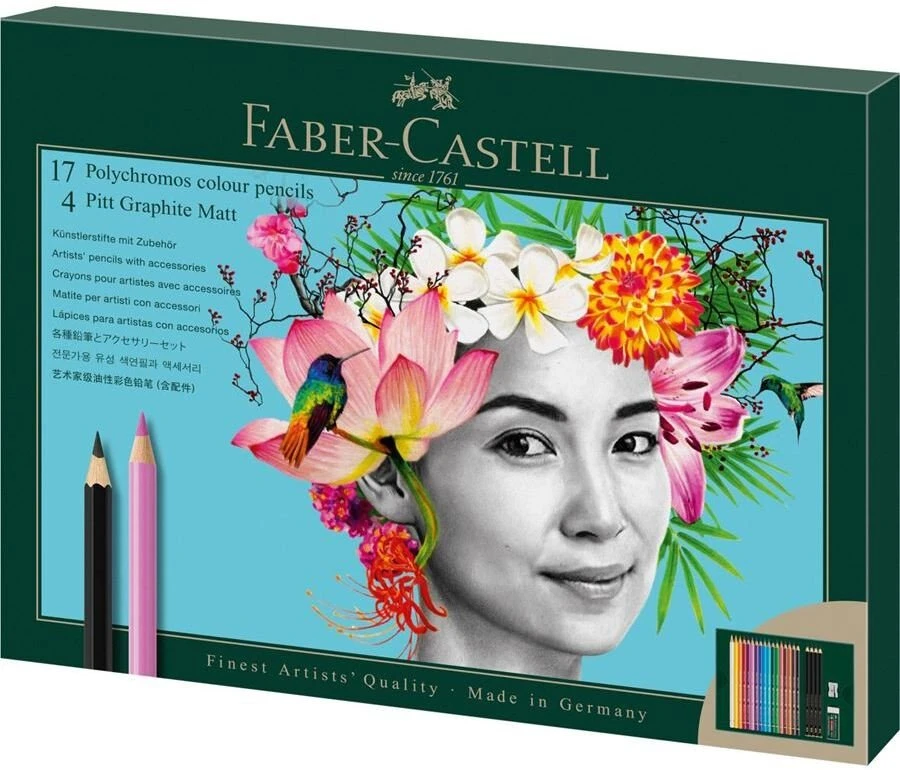 Meno reikmenys - Faber Castell Polychromos spalvoti pieštukai rinkinys 21 vnt.