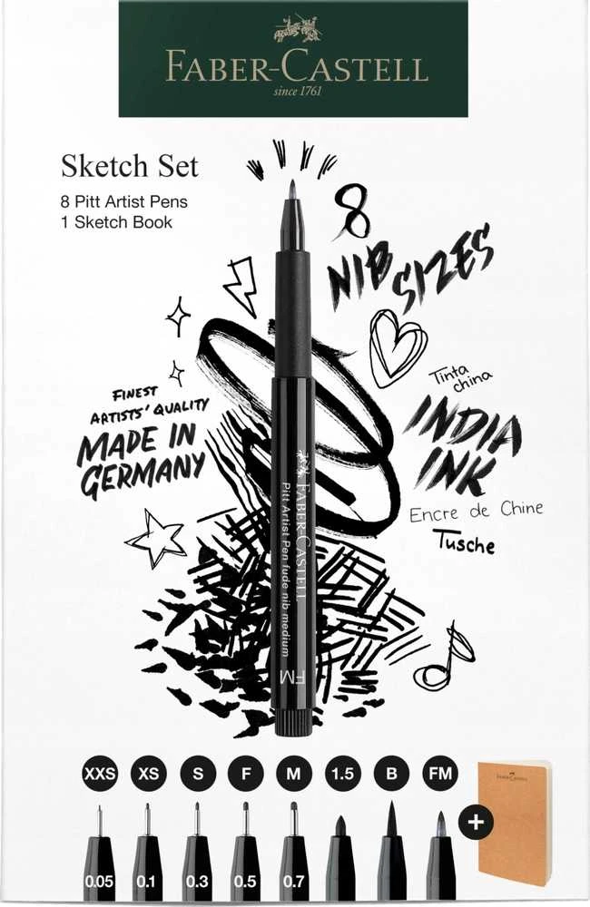 Faber-Castell Rašiklių rinkinys Faber Castel Pitt Artist Pen + eskizų bloknotas