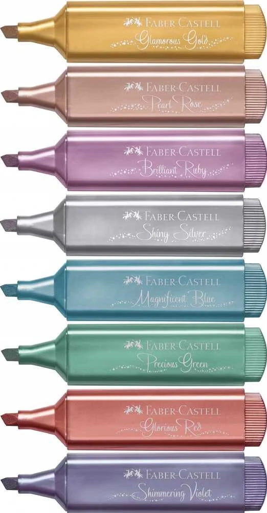 Teksto žymeklių rinkinys Faber-Castell 46 metallik, 8 spalvų
