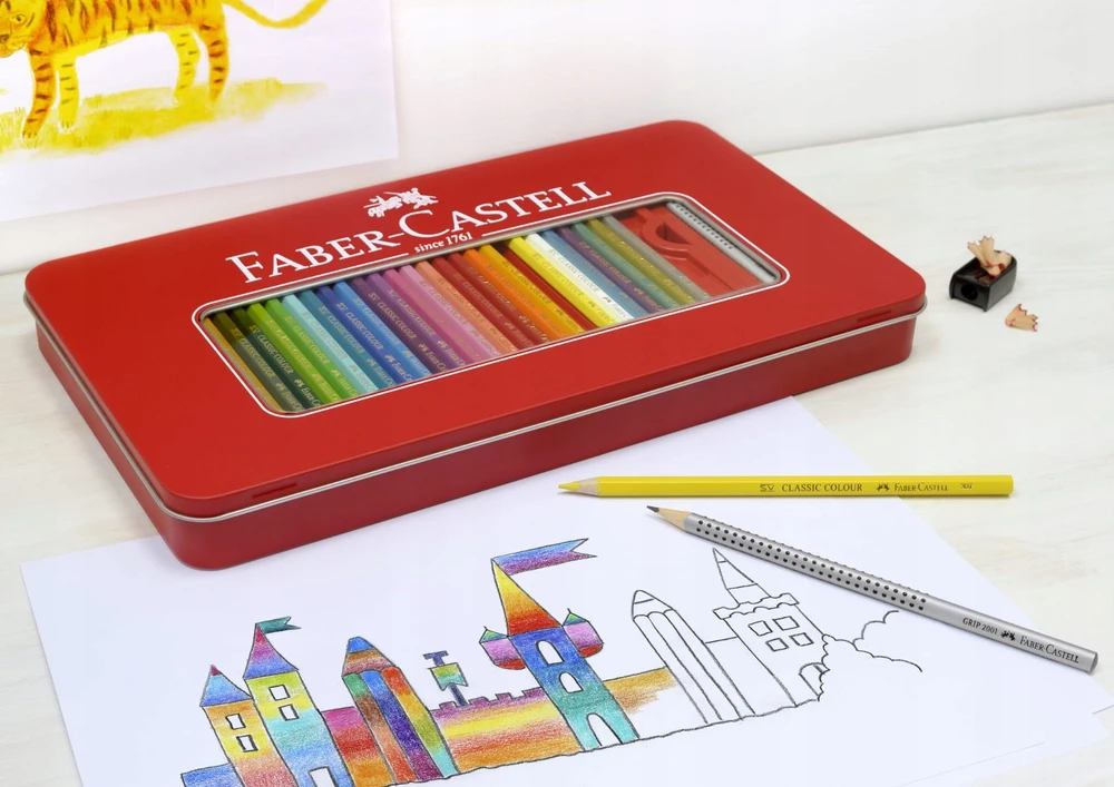 Spalvoti pieštukai Faber-Castell, 60 spalvų, metalinėje dėžutėje