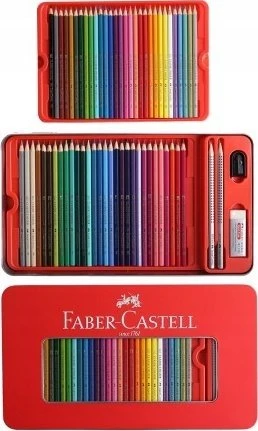 Spalvoti pieštukai Faber-Castell, 60 spalvų, metalinėje dėžutėje
