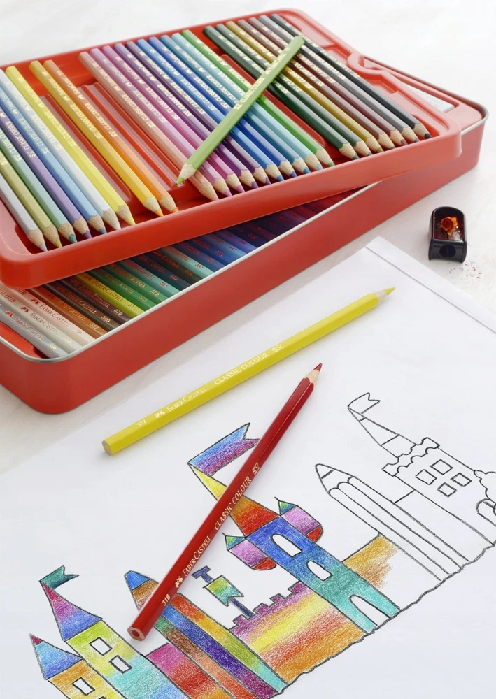 Spalvoti pieštukai Faber-Castell, 60 spalvų, metalinėje dėžutėje