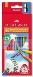 Spalvoti pieštukai Faber-Castell Junior Grip, tribriauniai, 20 spalvų, su drožtuku