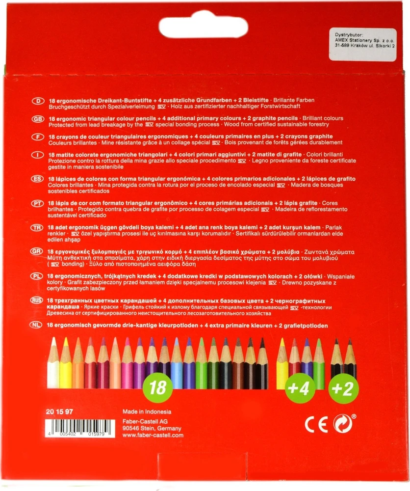 Faber-Castell trikampiai pieštukai, reklaminis rinkinys, 18 vnt. + 4 vnt. + 2 vnt. (201597)