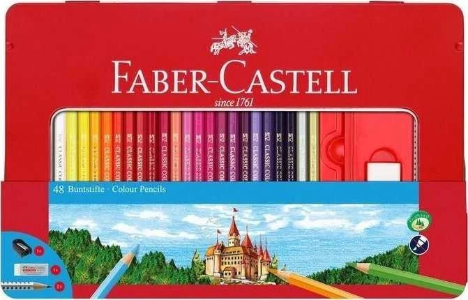 Spalvoti pieštukai Faber-Castell, 48 spalvos, metalinėje dėžutėje