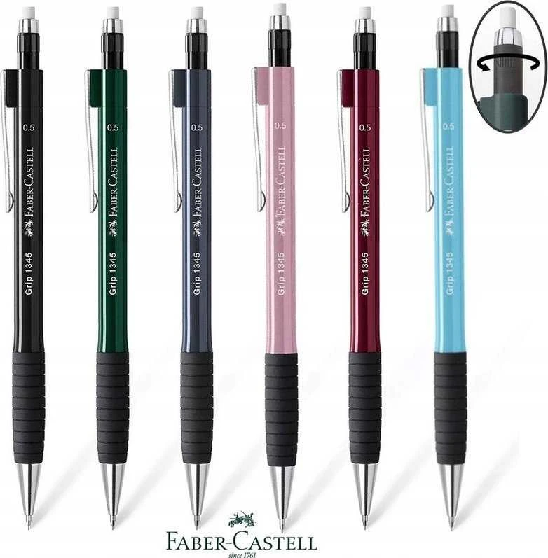 Automatinis pieštukas Faber-Castell Grip 1345, 0,5mm, šviesiai mėlynos spalvos