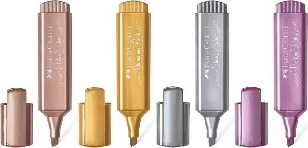 Teksto žymeklis Faber-Castell,1-5mm, kirstu galiuku, auksinės metallic spalvos