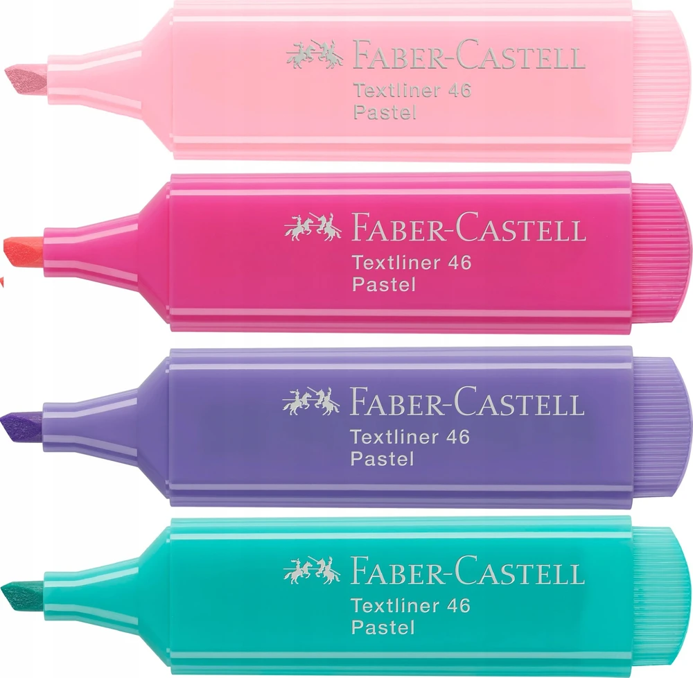 Teksto žymeklių rinkinys Faber-Castell 46, pasteliniai, 4 spalvų