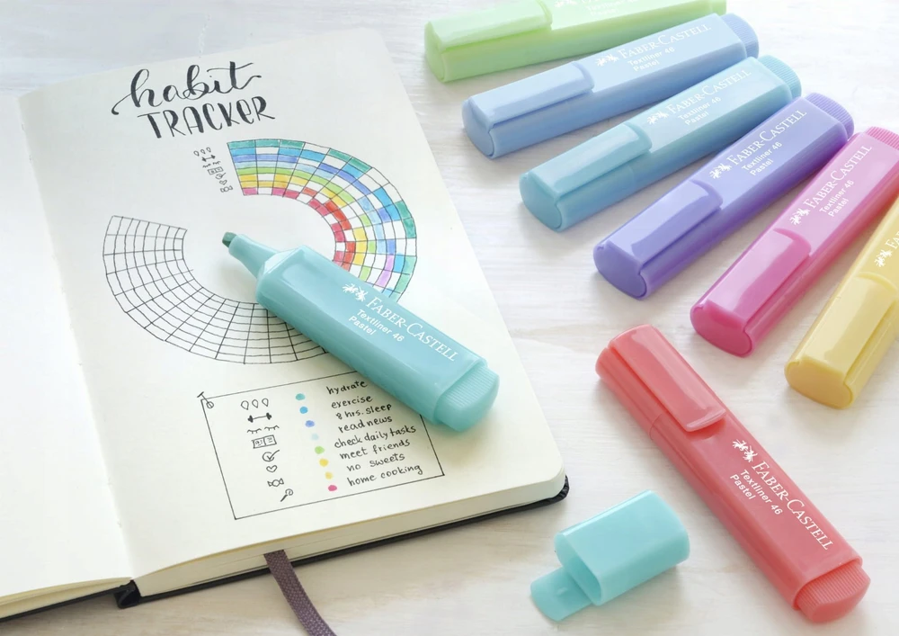 Teksto žymeklių rinkinys Faber-Castell 46, pasteliniai, 4 spalvų