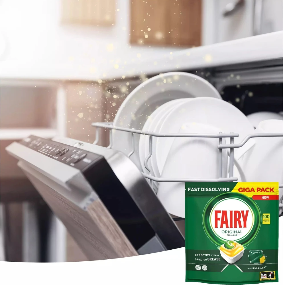 Indaplovių tabletės Fairy Platinum All In One Lemon, 100 vnt., citrinų kvapo