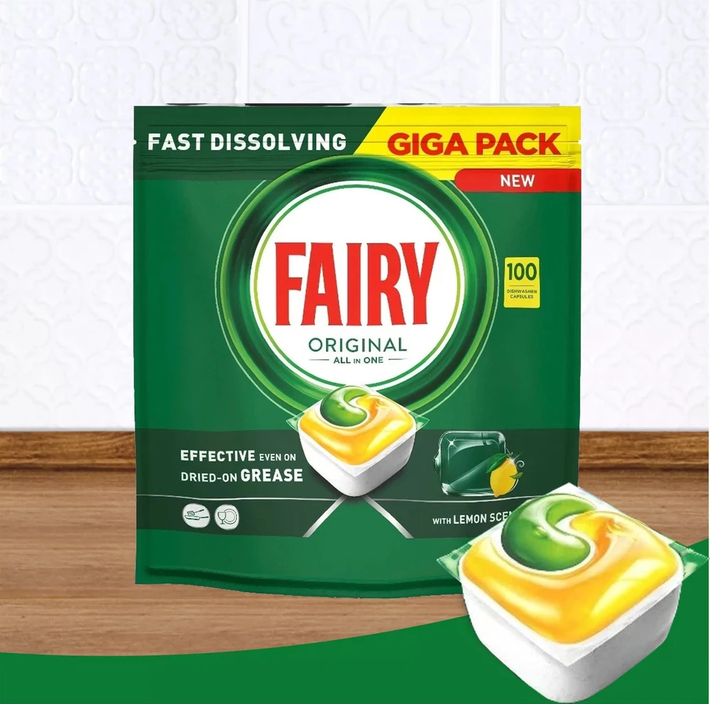 Indaplovių tabletės Fairy Platinum All In One Lemon, 100 vnt., citrinų kvapo