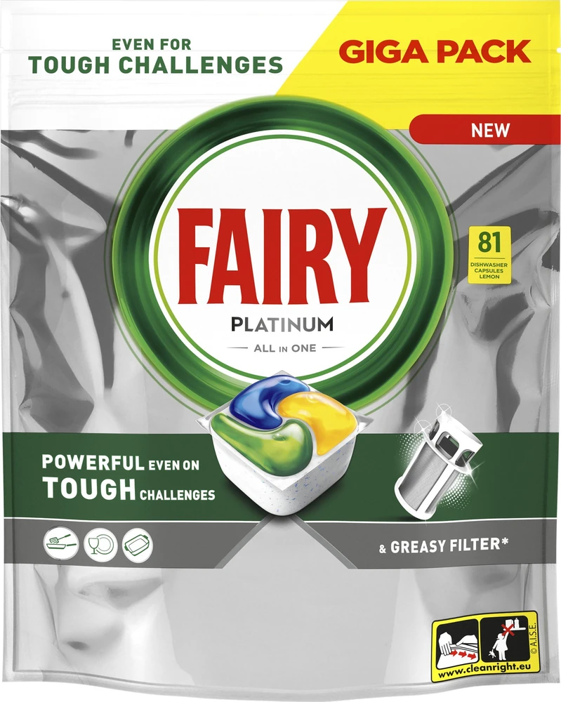 Indaplovių tabletės Fairy Platinum, 81 vnt.