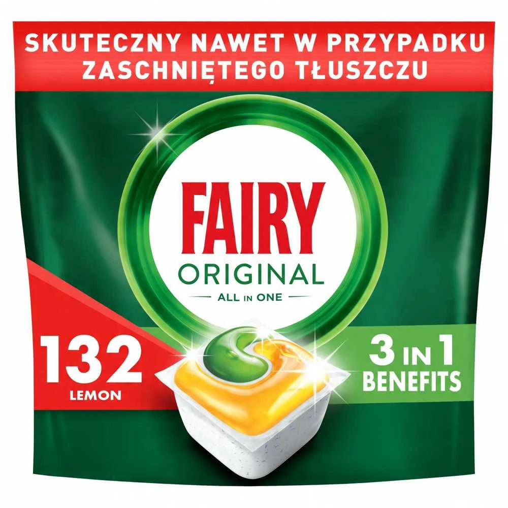 Indaplovių kapsulės Fairy Original All in One Lemon, 132 vnt., citrinų kvapo