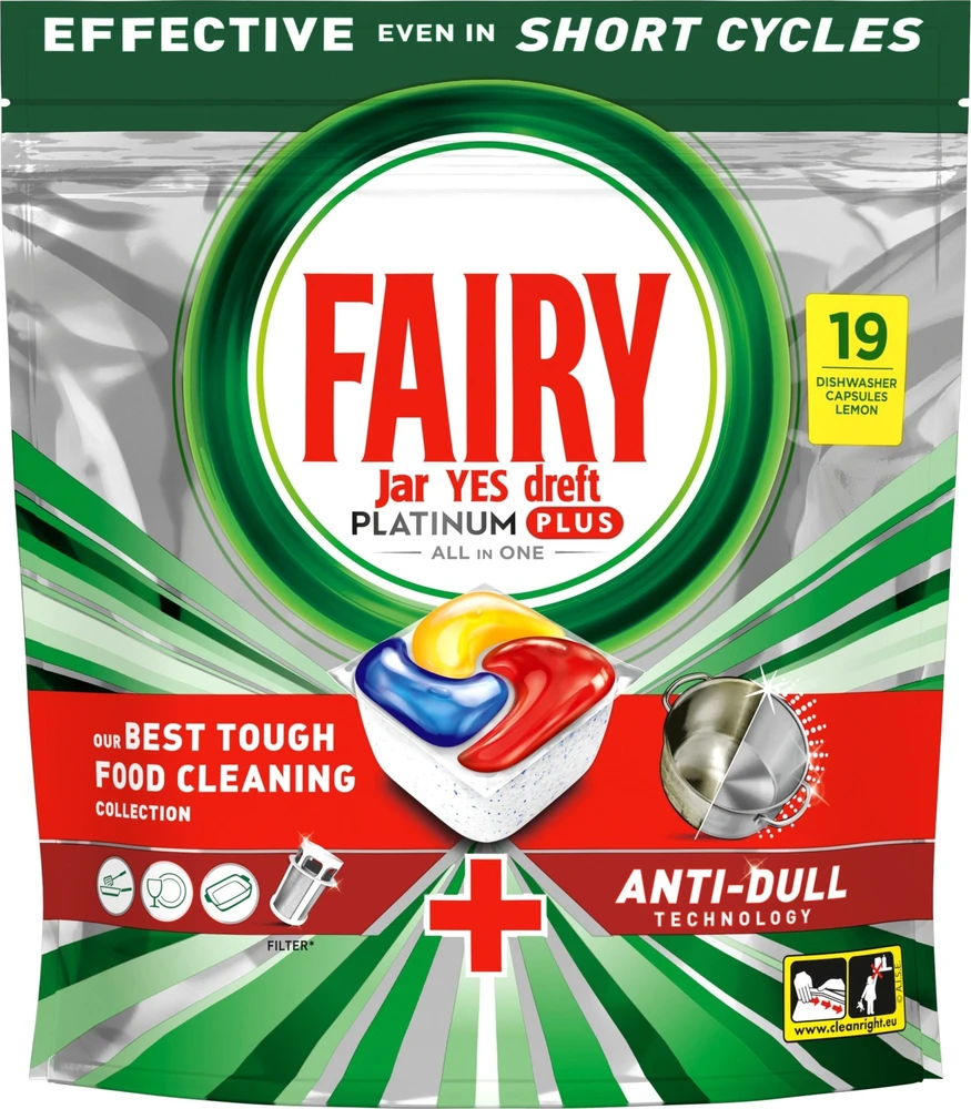 Indaplovių kapsulės Fairy Platinum Plus All In One Lemon, 114 vnt.