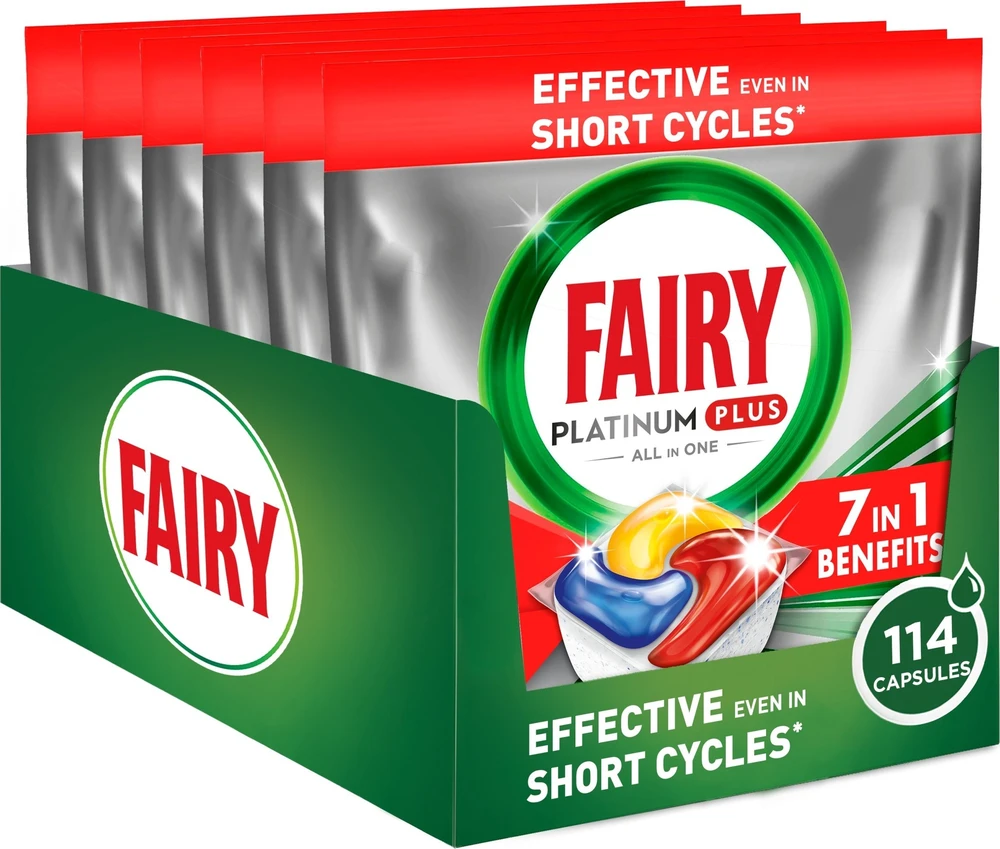 Indaplovių kapsulės Fairy Platinum Plus All In One Lemon, 114 vnt.