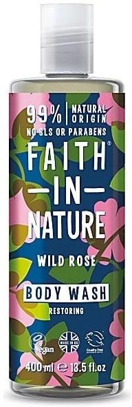 Dušo gelis su erškėtuogių aliejumi Laukinė Rožė, Faith In Nature, 400ml