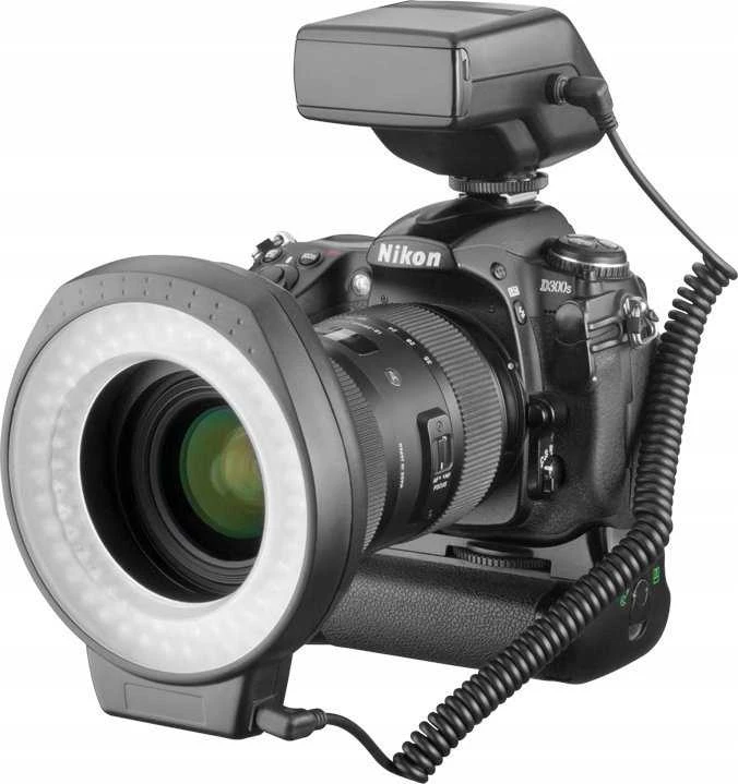 Falcon Eye žiedo lemputė Falcon MRC-80FV žiedinė lemputė nuolatinė ir blykstės lemputė