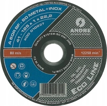 ANDRE PJOVIMO DISKAS METALUI 125 x 1,0mm METAL/INOX ECO LINE