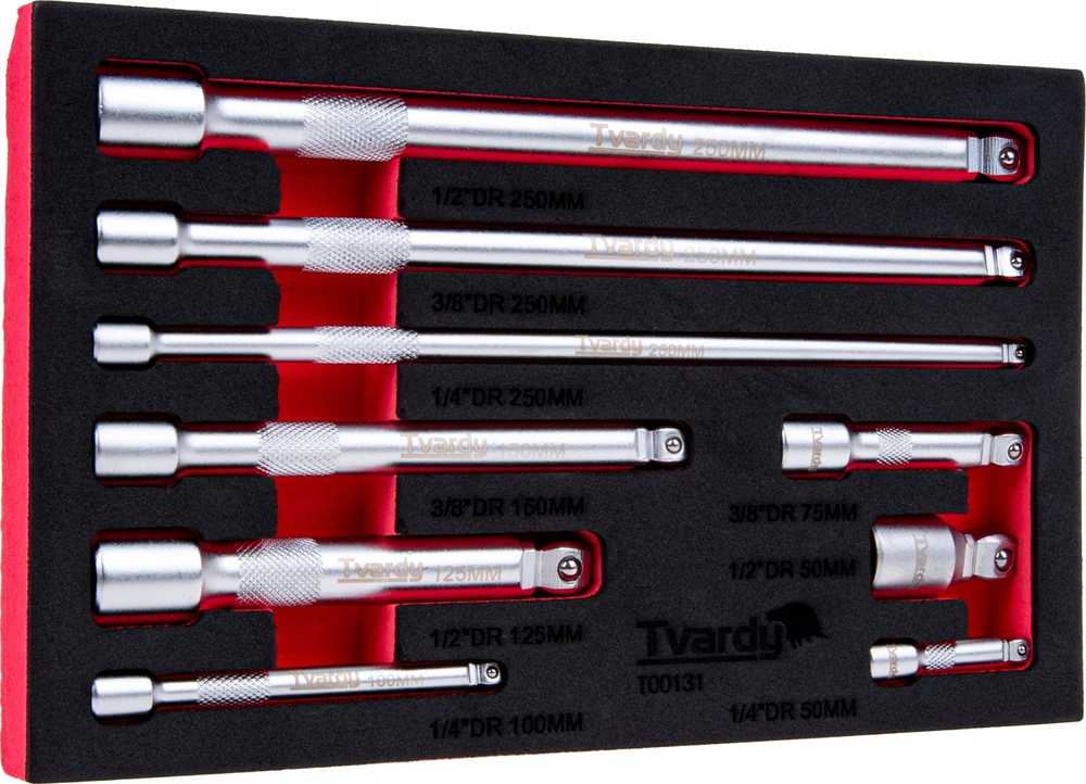 Falontech Prailgintuvų su lankstu rinkinys 1/4'' 3/8'' 1/2'' CrV 9 vnt. (12)