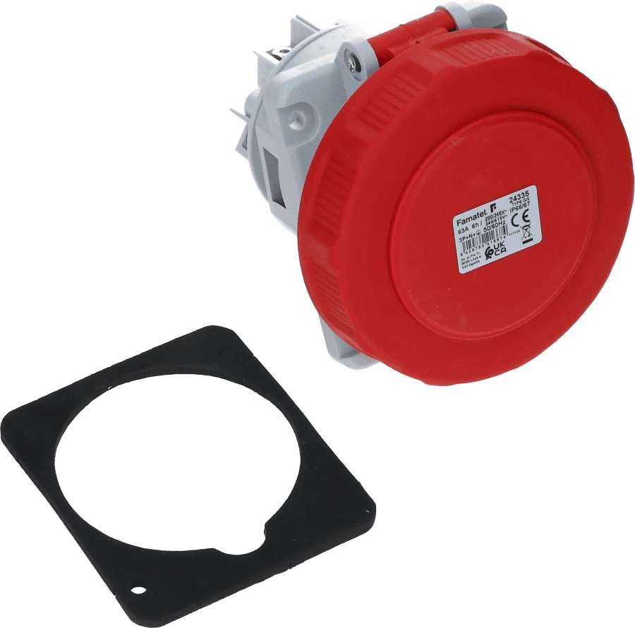 FAMATEL Pasviręs skydelio lizdas 63A 5P 400V IP67 24335