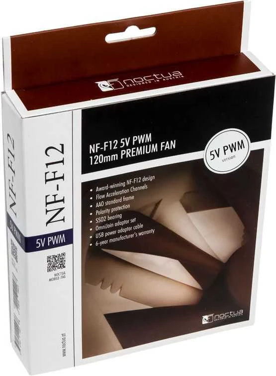 Noctua NF-F12 5V PWM ventiliatoriaus pakuotė