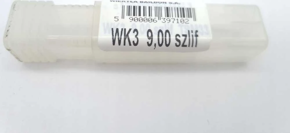 Wiertło Baildon DIN 6537 K WK3 9 mm karbido grąžtas, VHM TiAlN, 89–47 mm