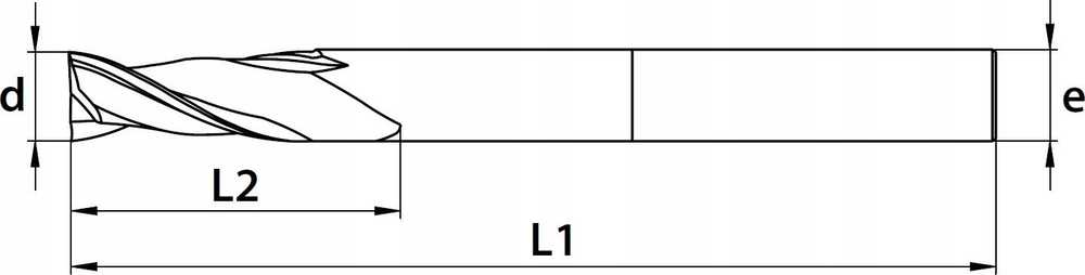 Grąžtas Baildon DIN 6527 L FWP4L 4 mm karbido galinis frezas, VHM TiAlN, Z4, 57-8 mm