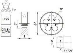 Fanar Srieginė sriegė NPT 1'' -11.1/2 DIN-24230 HSS 800 (N1-121001-4639)