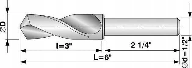 Wiertło Baildon DIN 6537 K WK3 10,5 mm karbido grąžtas, VHM TiAlN, 102–55 mm