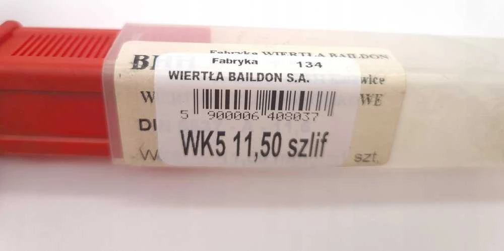 Wiertło Baildon DIN 6537 L WK5 kietmetalio grąžtas 11,5 mm, VHM TiAlN, 118–71 mm