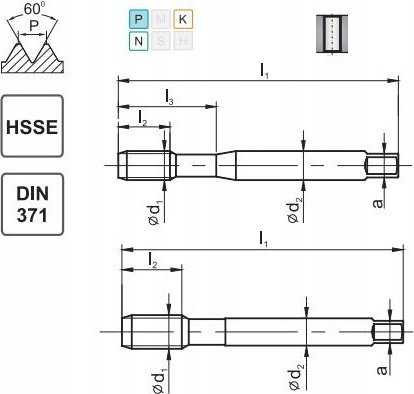 Fanar UNF sriegis No10-32 DIN-371B (2B) HSSE 800