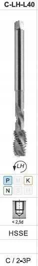 Fanar Sriegiklis M16 DIN-376C L40 LH (6H) HSSE 800 - D2-591101-0160