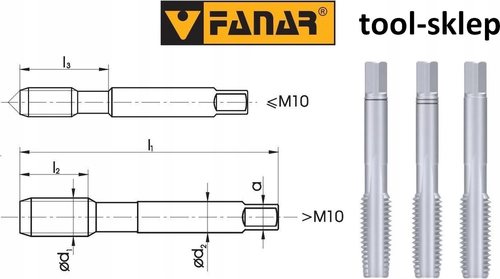 Grąžtas Fanar Sriegiklis M 7 NGMM/3 DIN-352 (6H) HSS