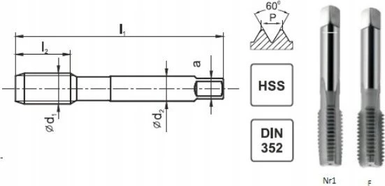 Fanar Srieginimo įrankis M10x0,75 NGMM/2 DIN-2181 (6H) HSS