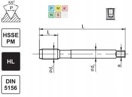 Fanar Srieginis čiaupas G 1/2'' DIN-5156C R45 HSSE-PM HL MASTERTAP