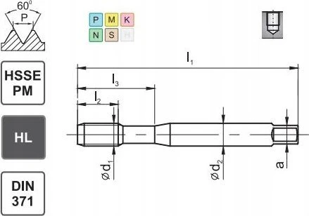Fanar sriegis M 8 DIN-371C R45 (6HX) HSSE-PM HL IK MASTERTAP