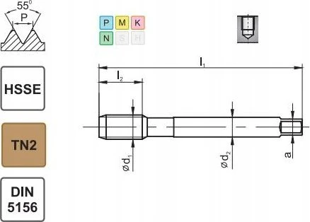 „Fanar“ SRIEGIS G 3/8“ DIN-5156C R40 HSSE TIN 800X