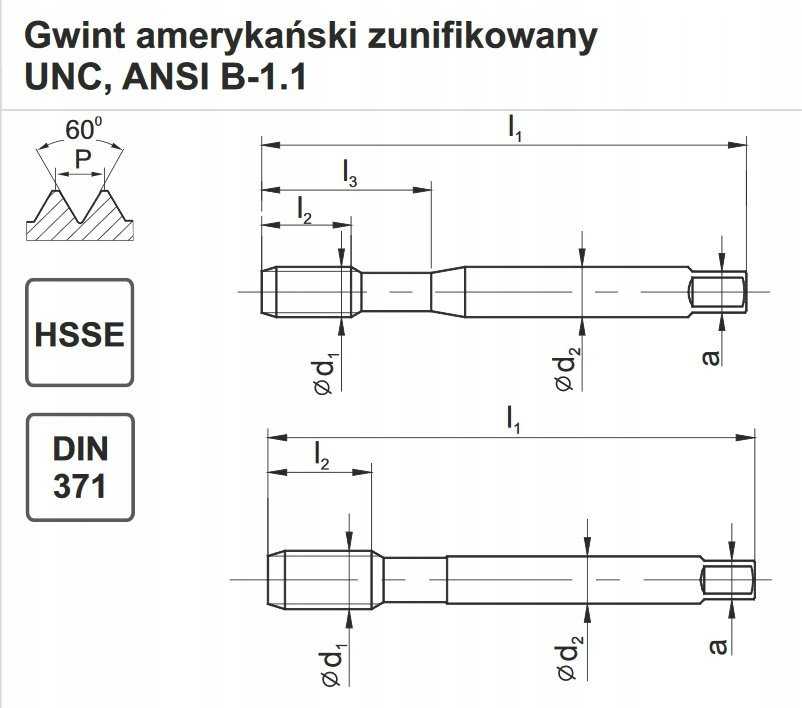 Fanar UNC 5 / 16-18 srieginis čiaupas DIN-371B (2B) HSSE 800