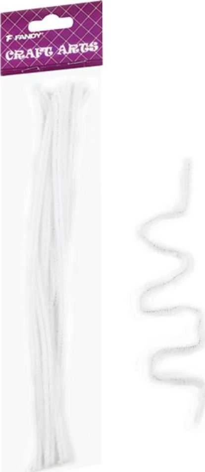 Šenilo vielos strypeliai CRAFT ARTS, Fandy, 6mm x 30cm, 15 vnt., baltos sp.